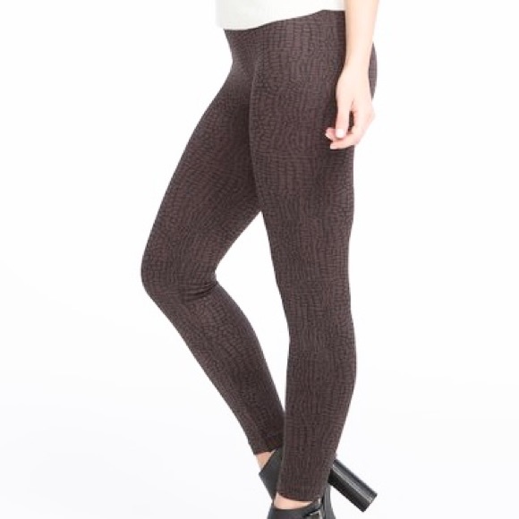 SPANX Look at Me Now Seamless Leggings in Brown Croc Print Size L - Picture 4 of 14